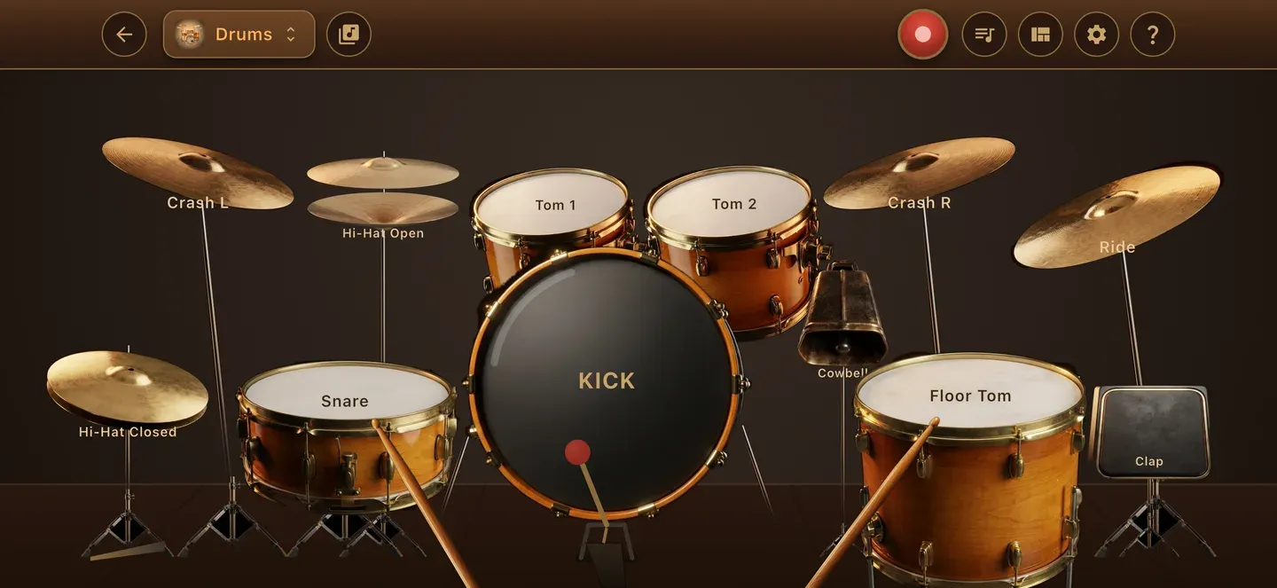 The drums room in the ToneWright app