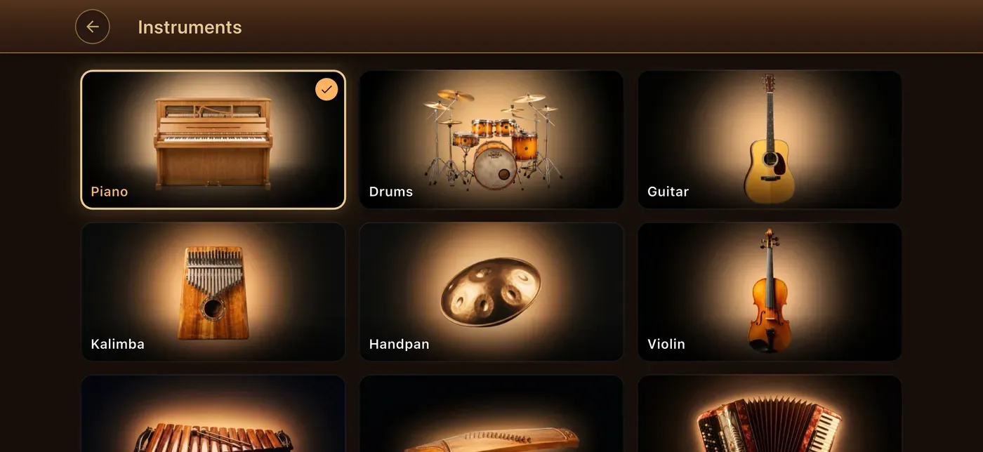 Nine instruments in the ToneWright app