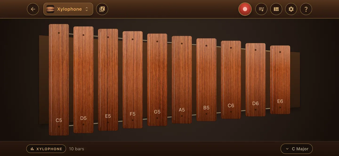 The xylophone room in the ToneWright app